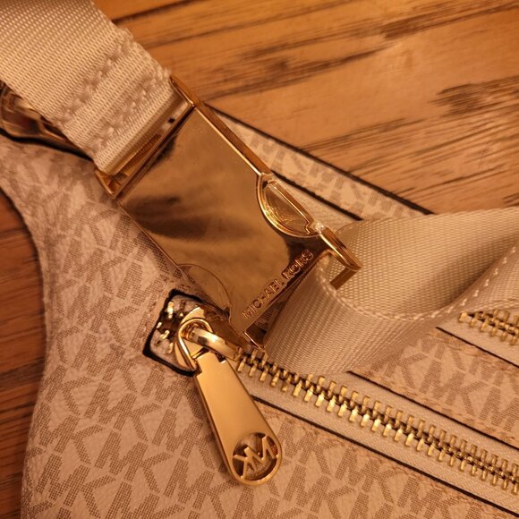 Michael Kors Metallic Logo Belt Bag With Gold-Tone Hardware & Adjustable Strap - Picture 9 of 11